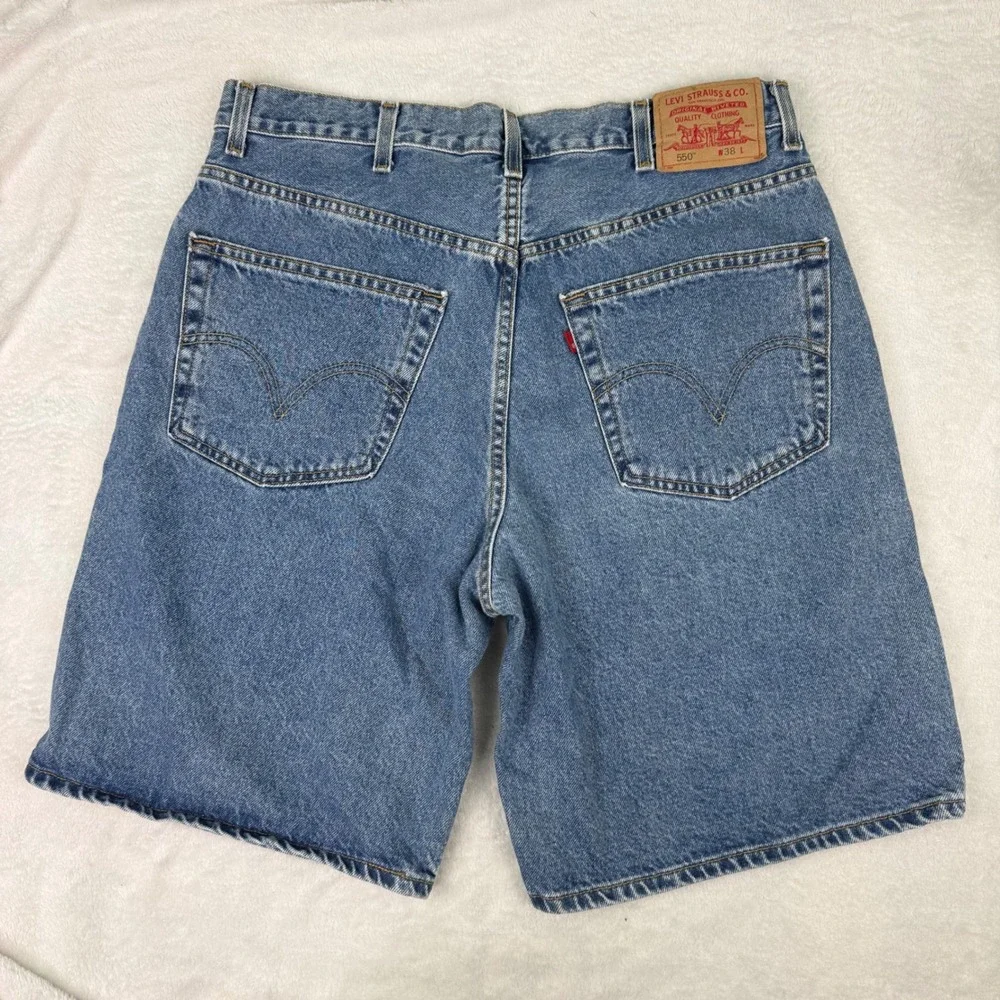 Levis 550 Relaxed Fit Denim Shorts Mens 38 Blue Med Wash Cotton‎ Jean Jorts Dad